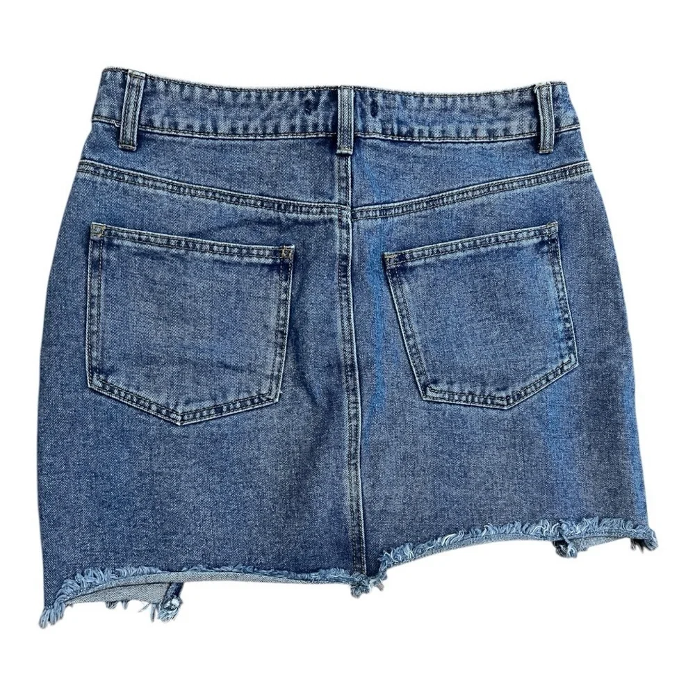 Forever 21 Distress Jeans Mini Skirt L